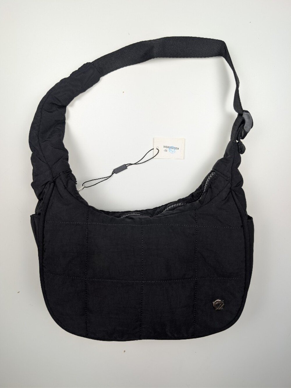 NWT Westbronco Black Quilted Nylon Crescent Shoulder Bag Crossbody Hobo